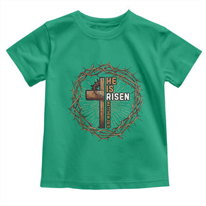 Easter Cross He is Risen Toddler T Shirt Jesus Christian Crown Of Thorns TS10 Irish Green Print Your Wear