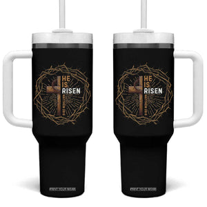 Easter Cross He is Risen Tumbler With Handle Jesus Christian Crown Of Thorns TS10 One Size: 40 oz Black Print Your Wear