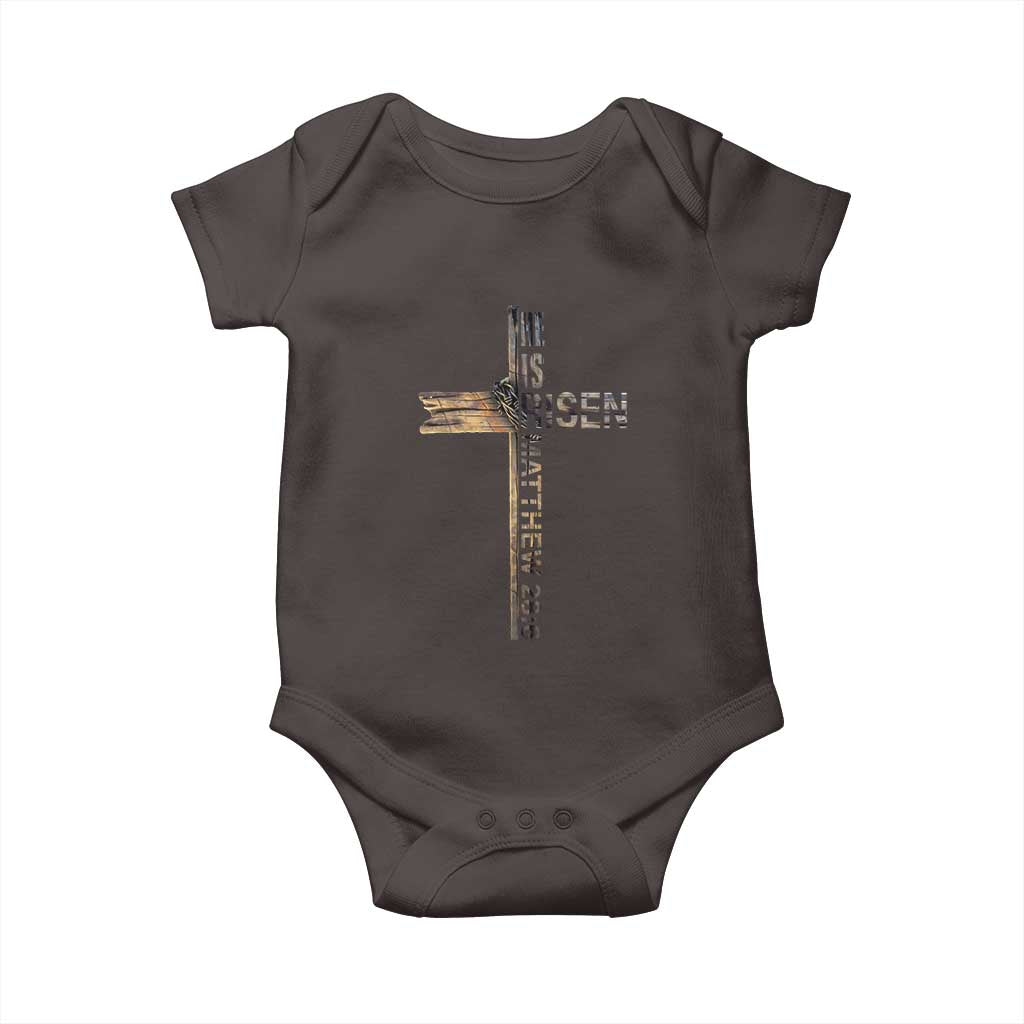 He is Risen Baby Onesie Religious Easter Cross Jesus Christian TS10 Dark Chocolate Print Your Wear