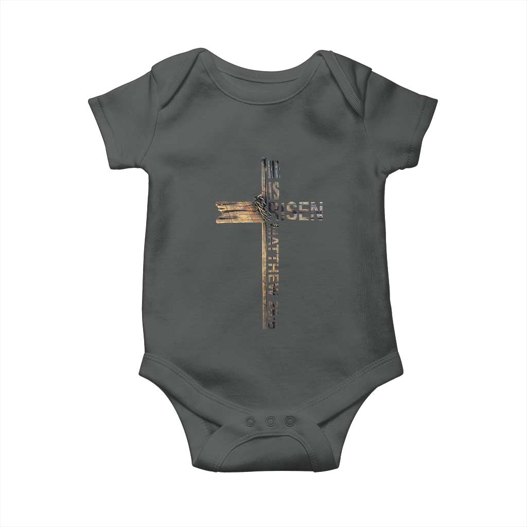 He is Risen Baby Onesie Religious Easter Cross Jesus Christian TS10 Dark Heather Print Your Wear