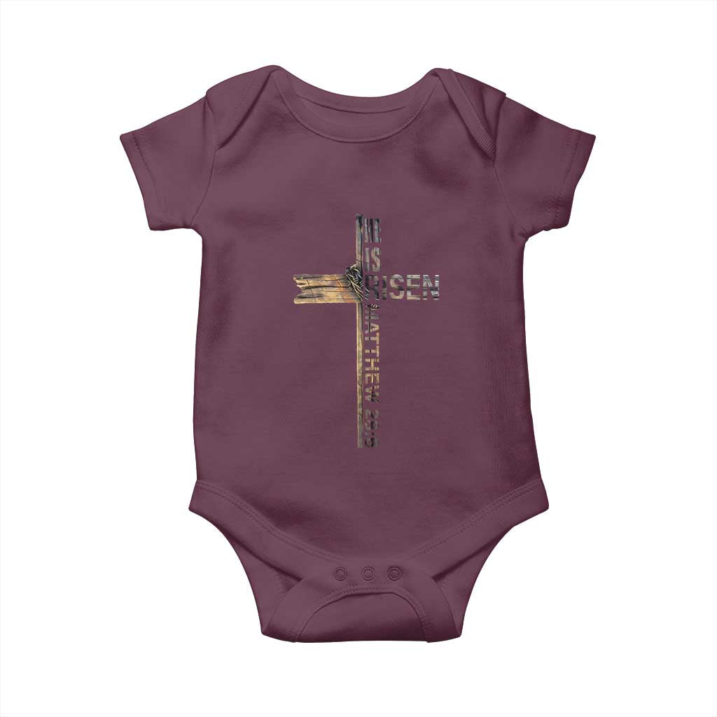 He is Risen Baby Onesie Religious Easter Cross Jesus Christian TS10 Maroon Print Your Wear
