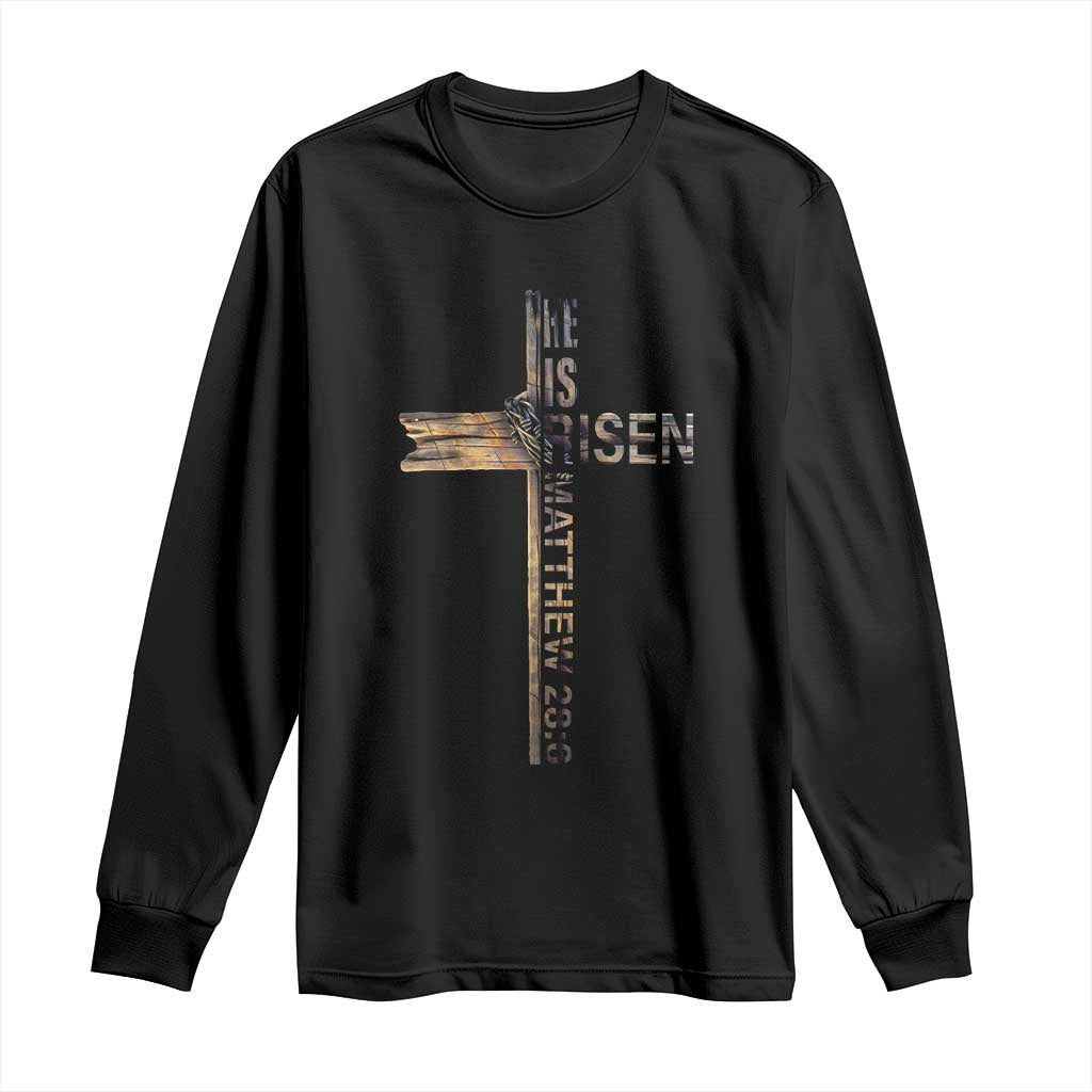 He is Risen Long Sleeve Shirt Religious Easter Cross Jesus Christian TS10 Black Print Your Wear