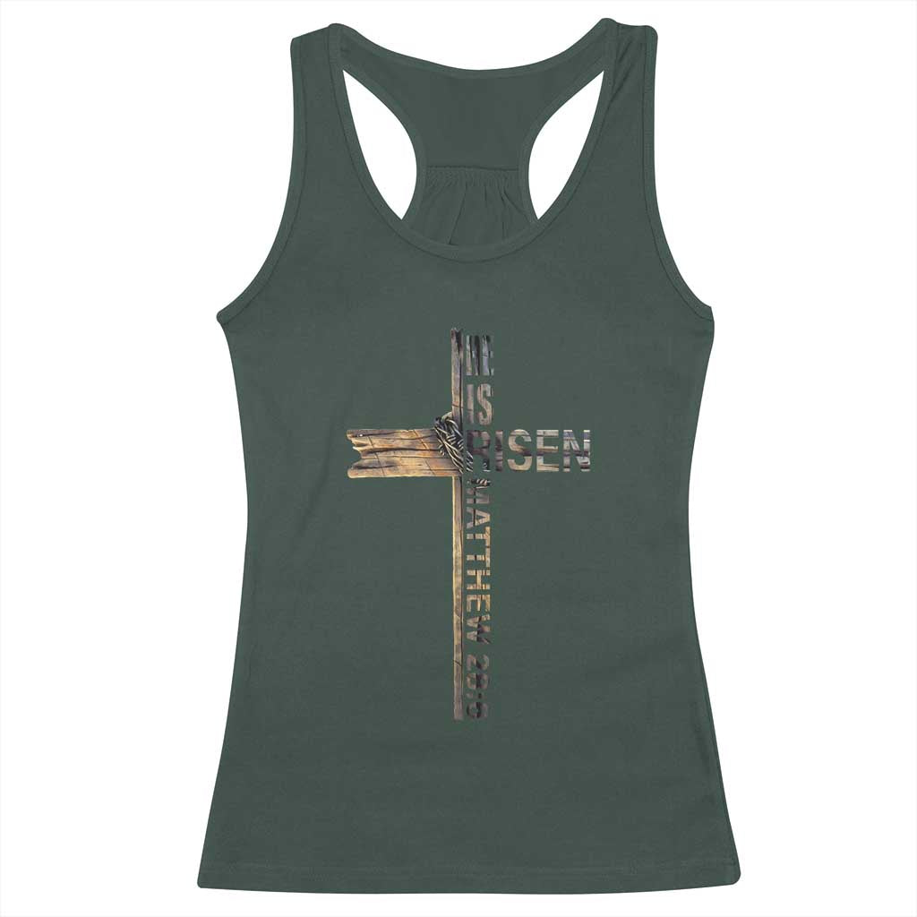 He is Risen Racerback Tank Top Religious Easter Cross Jesus Christian TS10 Dark Forest Green Print Your Wear