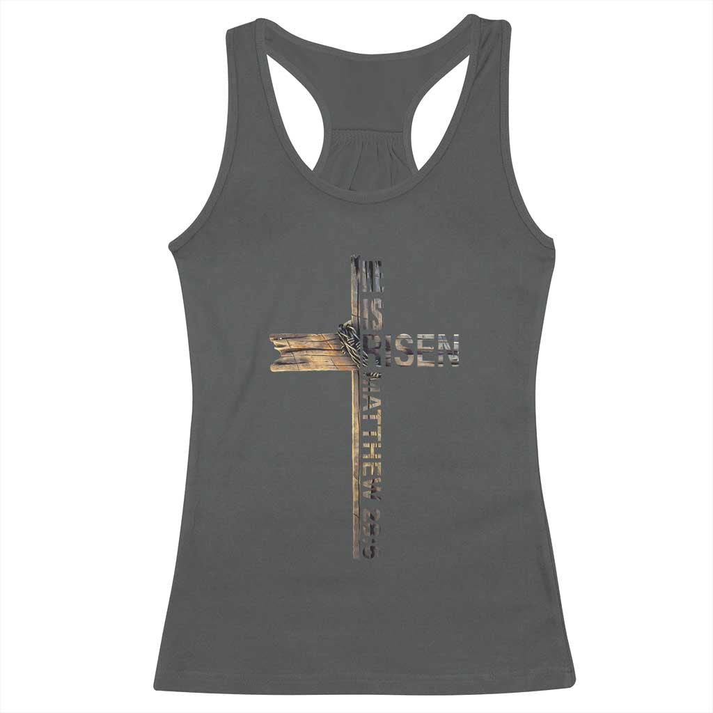 He is Risen Racerback Tank Top Religious Easter Cross Jesus Christian TS10 Dark Heather Print Your Wear