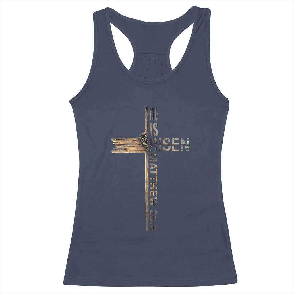 He is Risen Racerback Tank Top Religious Easter Cross Jesus Christian TS10 Navy Print Your Wear