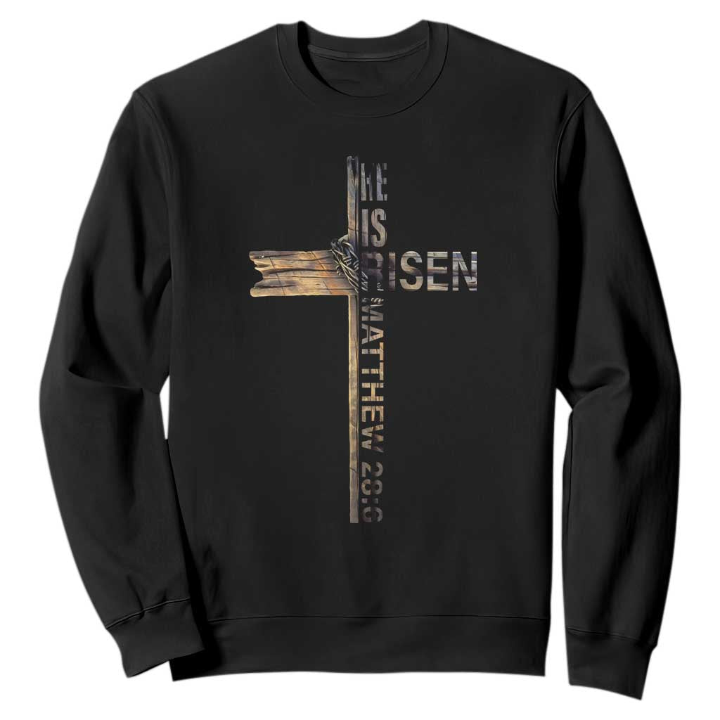 He is Risen Sweatshirt Religious Easter Cross Jesus Christian TS10 Black Print Your Wear