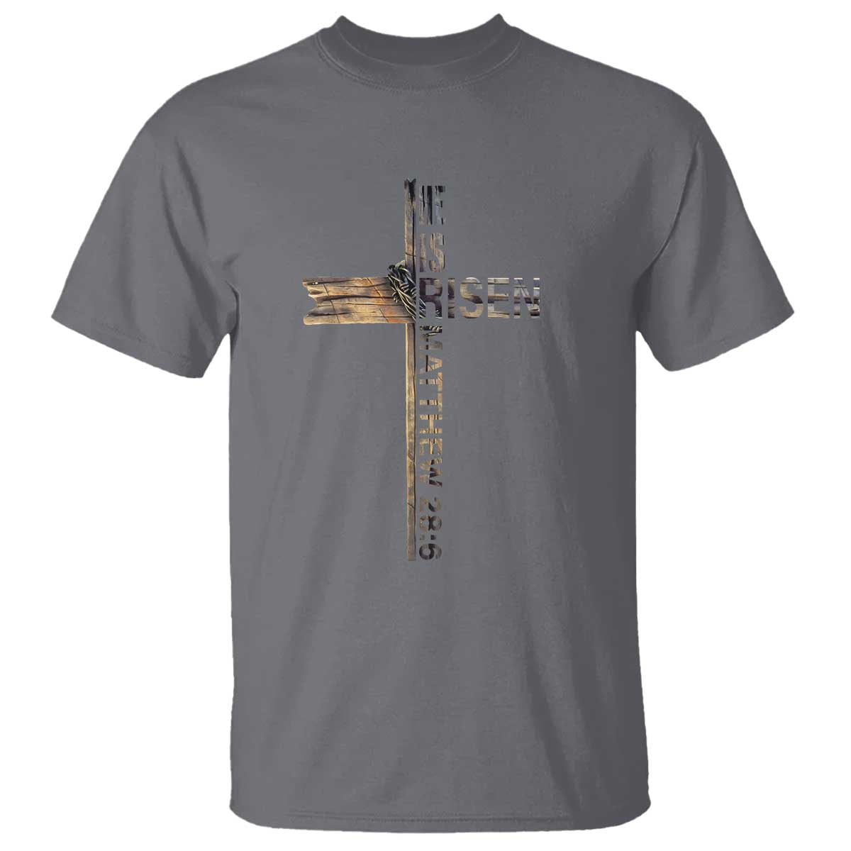 He is Risen T Shirt Religious Easter Cross Jesus Christian TS10 Charcoal Print Your Wear