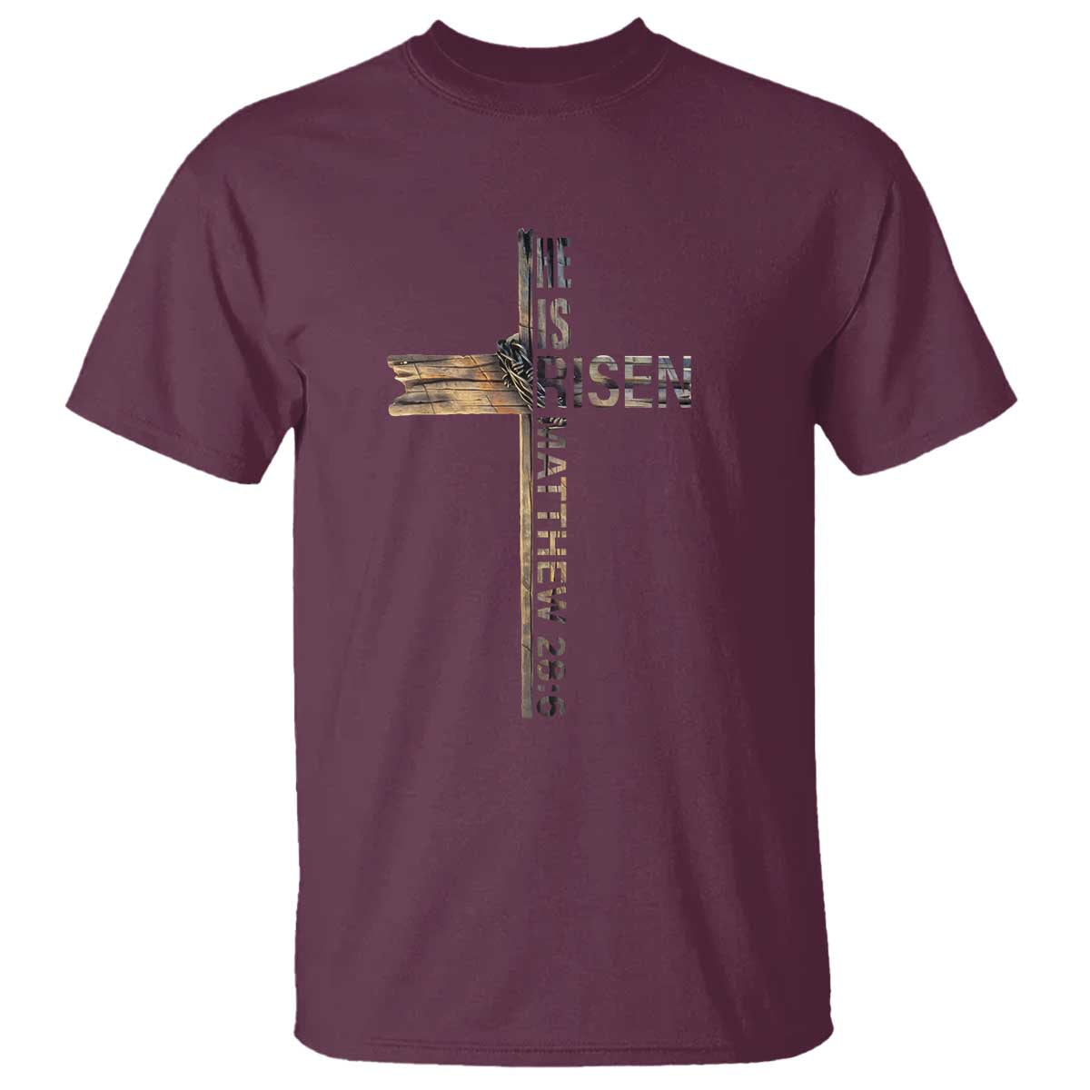 He is Risen T Shirt Religious Easter Cross Jesus Christian TS10 Maroon Print Your Wear