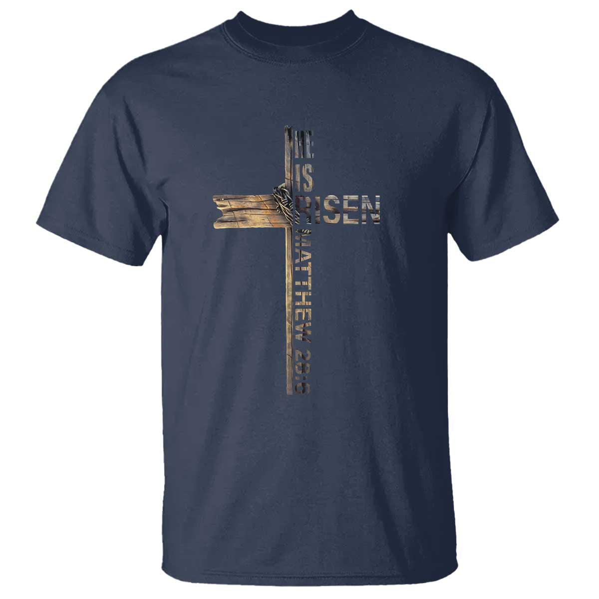 He is Risen T Shirt Religious Easter Cross Jesus Christian TS10 Navy Print Your Wear
