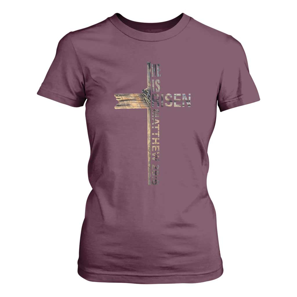 He is Risen T Shirt For Women Religious Easter Cross Jesus Christian TS10 Maroon Print Your Wear