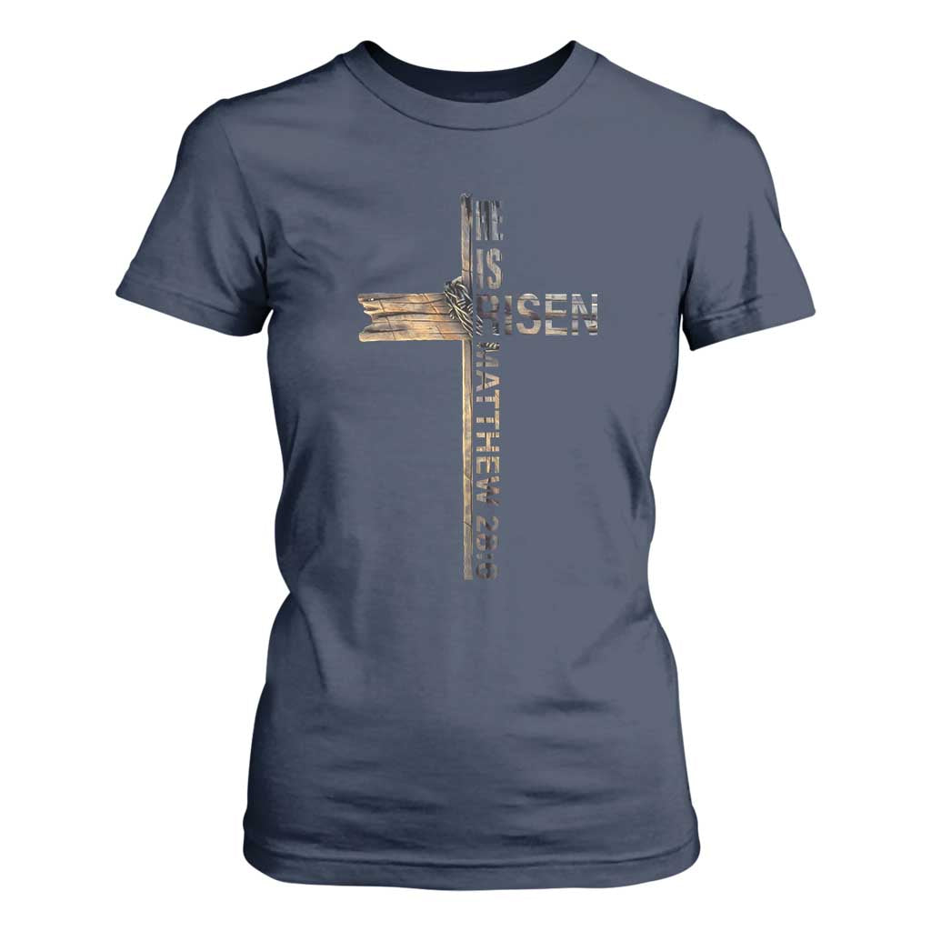 He is Risen T Shirt For Women Religious Easter Cross Jesus Christian TS10 Navy Print Your Wear