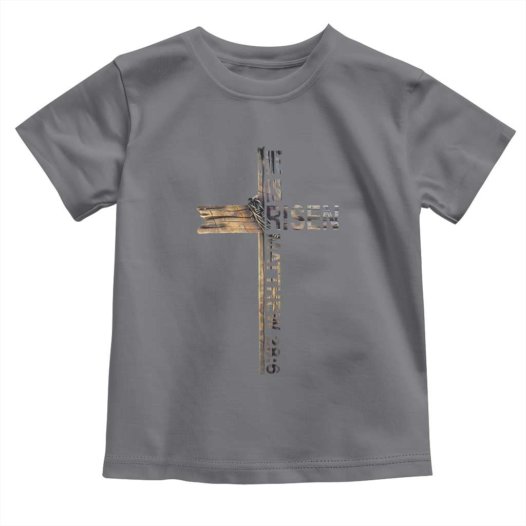 He is Risen Toddler T Shirt Religious Easter Cross Jesus Christian TS10 Charcoal Print Your Wear