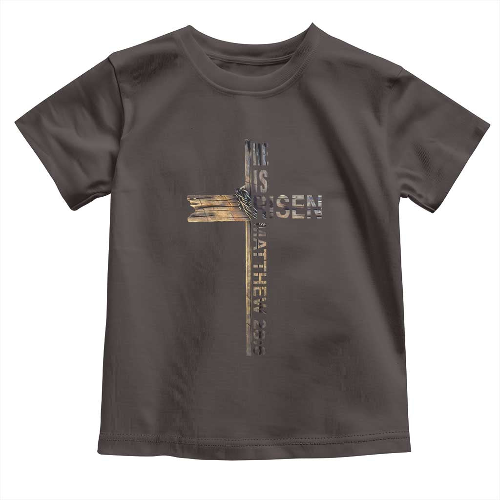 He is Risen Toddler T Shirt Religious Easter Cross Jesus Christian TS10 Dark Chocolate Print Your Wear