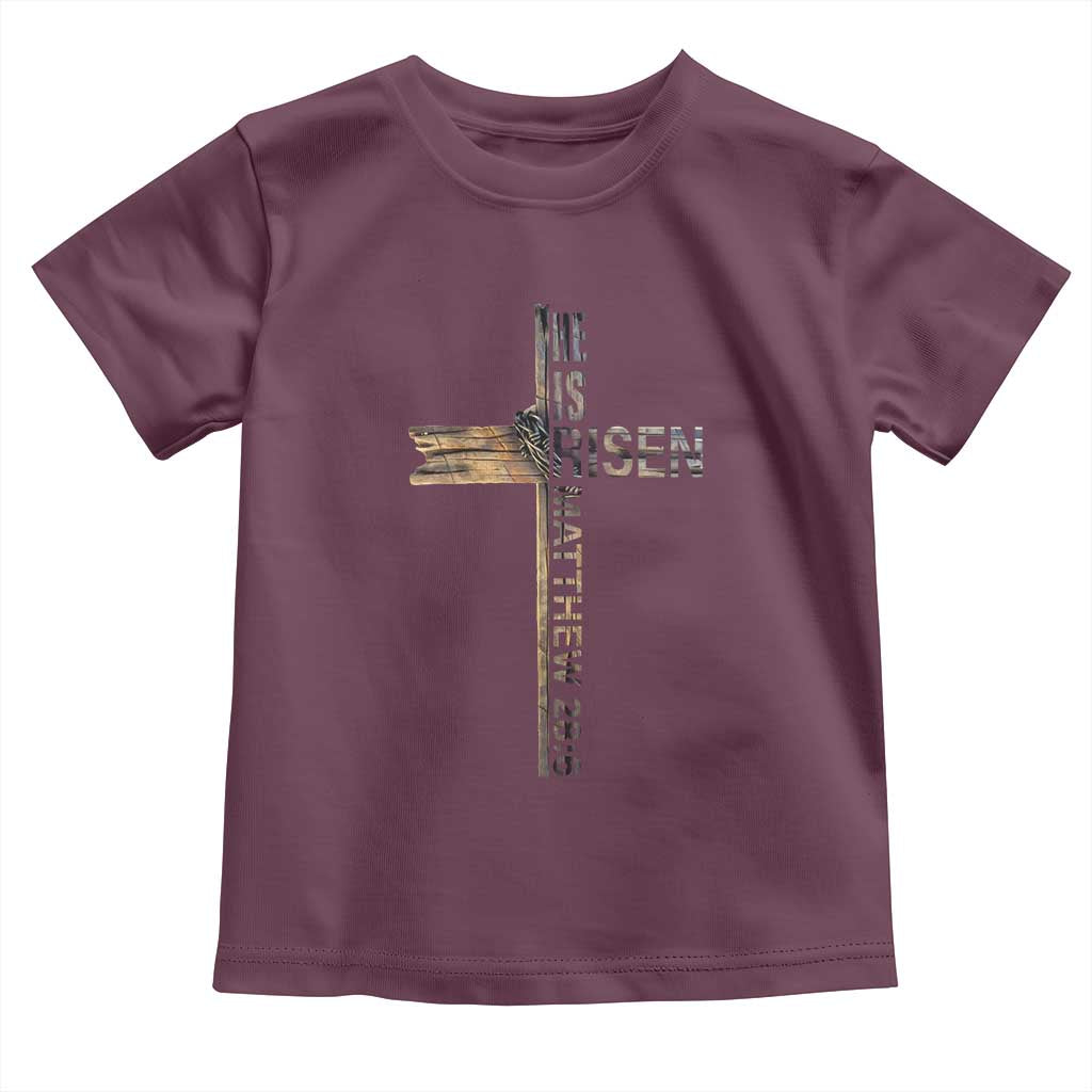 He is Risen Toddler T Shirt Religious Easter Cross Jesus Christian TS10 Maroon Print Your Wear