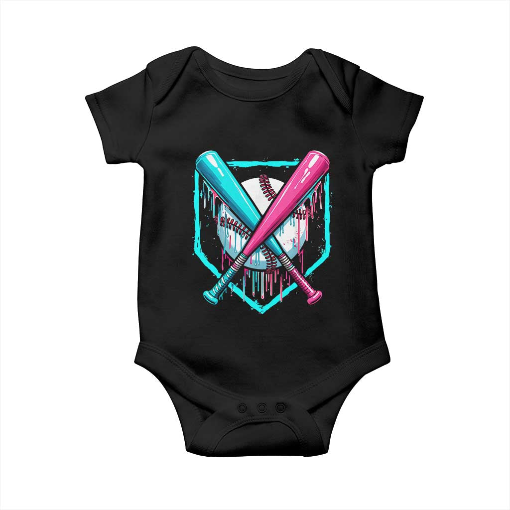 Baseball Drip Baby Onesie Ice Cream Dripping Youth Boys Baseball Bats TS10 Black Print Your Wear