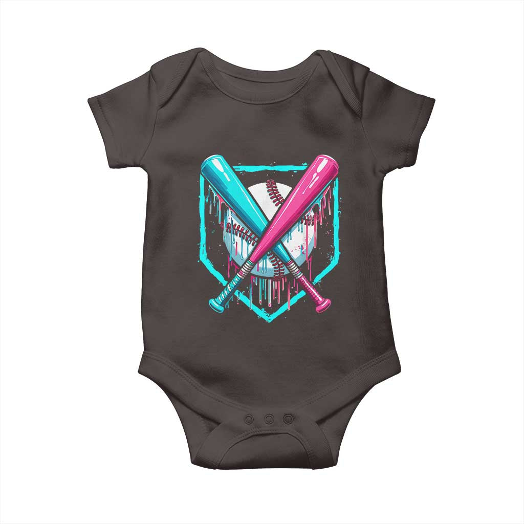Baseball Drip Baby Onesie Ice Cream Dripping Youth Boys Baseball Bats TS10 Dark Chocolate Print Your Wear