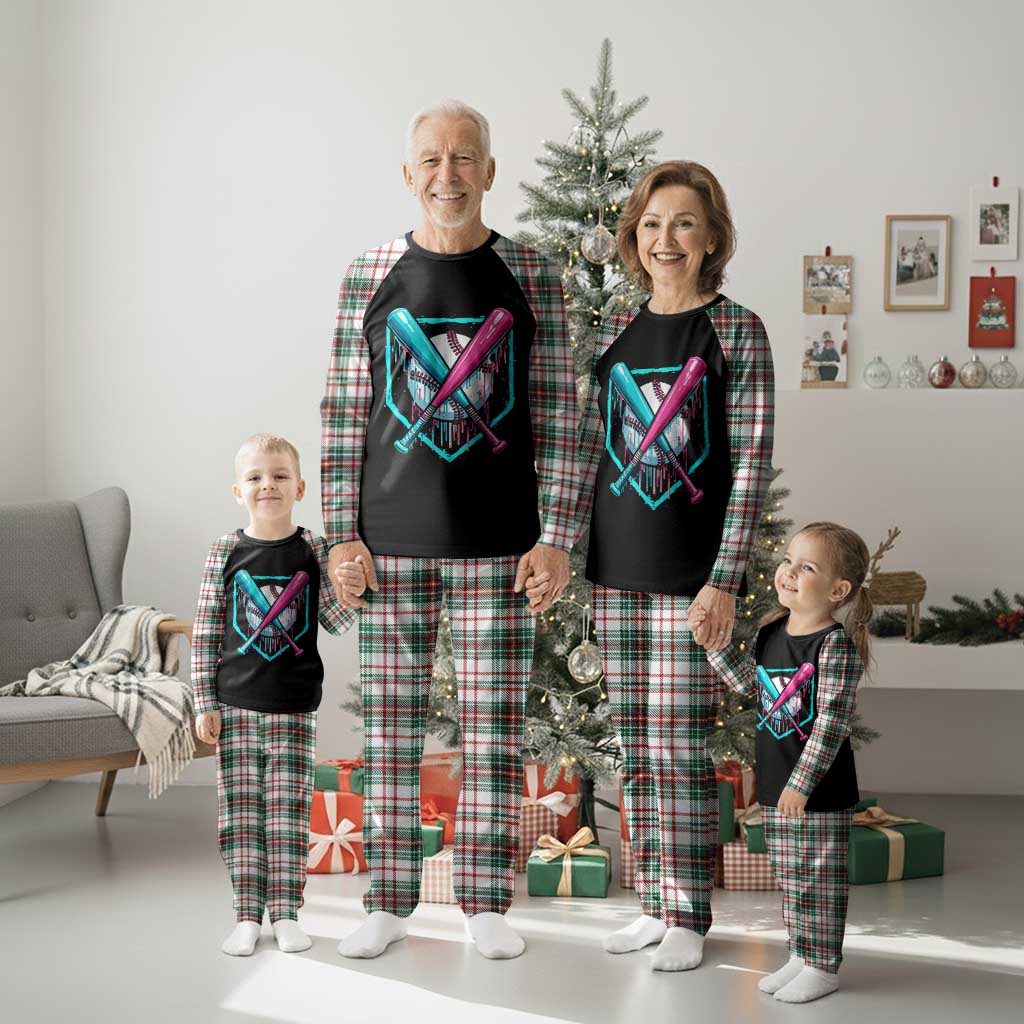 Baseball Drip Plaid Pajama Set Ice Cream Dripping Youth Boys Baseball Bats TS10 Christmas Plaid Print Your Wear