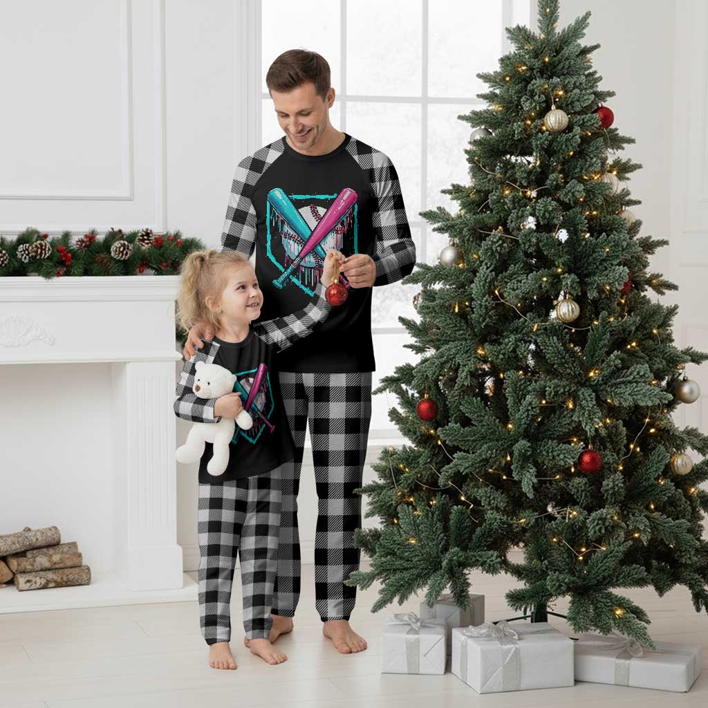 Baseball Drip Plaid Pajama Set Ice Cream Dripping Youth Boys Baseball Bats TS10 White Plaid Print Your Wear