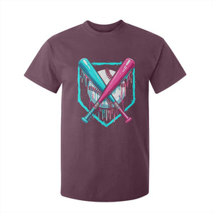 Baseball Drip T Shirt For Kid Ice Cream Dripping Youth Boys Baseball Bats TS10 Maroon Print Your Wear