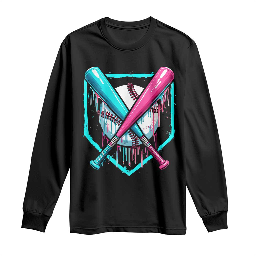 Baseball Drip Long Sleeve Shirt Ice Cream Dripping Youth Boys Baseball Bats TS10 Black Print Your Wear