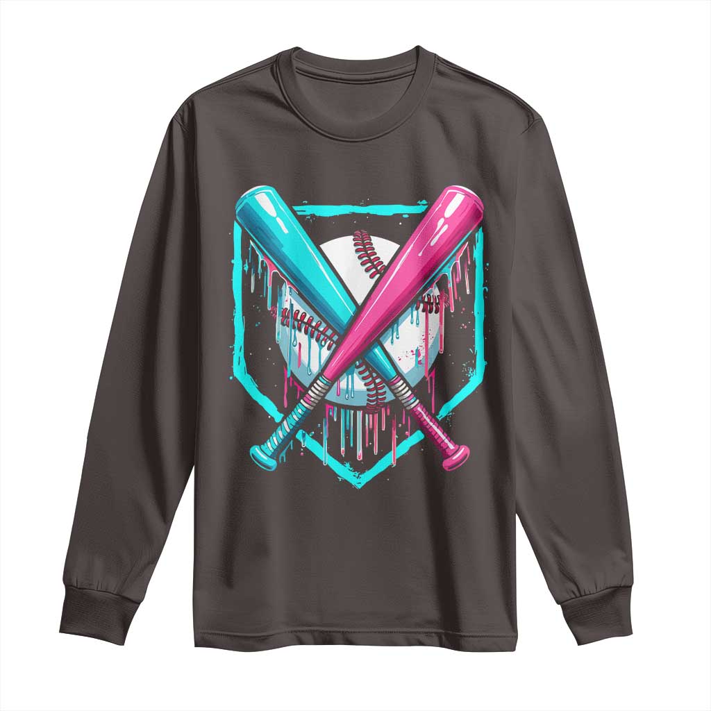 Baseball Drip Long Sleeve Shirt Ice Cream Dripping Youth Boys Baseball Bats TS10 Dark Chocolate Print Your Wear