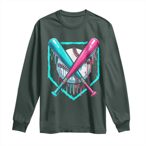Baseball Drip Long Sleeve Shirt Ice Cream Dripping Youth Boys Baseball Bats TS10 Dark Forest Green Print Your Wear