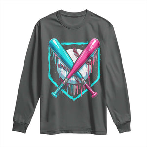 Baseball Drip Long Sleeve Shirt Ice Cream Dripping Youth Boys Baseball Bats TS10 Dark Heather Print Your Wear