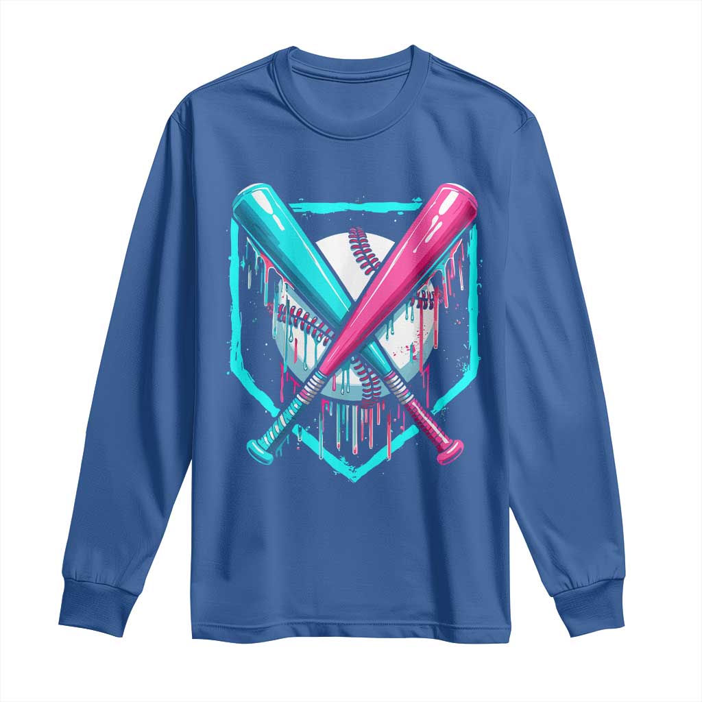 Baseball Drip Long Sleeve Shirt Ice Cream Dripping Youth Boys Baseball Bats TS10 Royal Blue Print Your Wear
