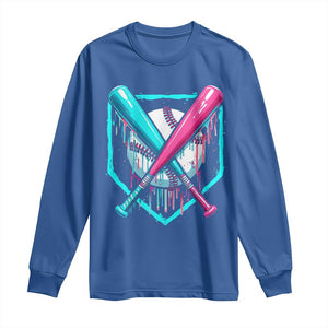 Baseball Drip Long Sleeve Shirt Ice Cream Dripping Youth Boys Baseball Bats TS10 Royal Blue Print Your Wear