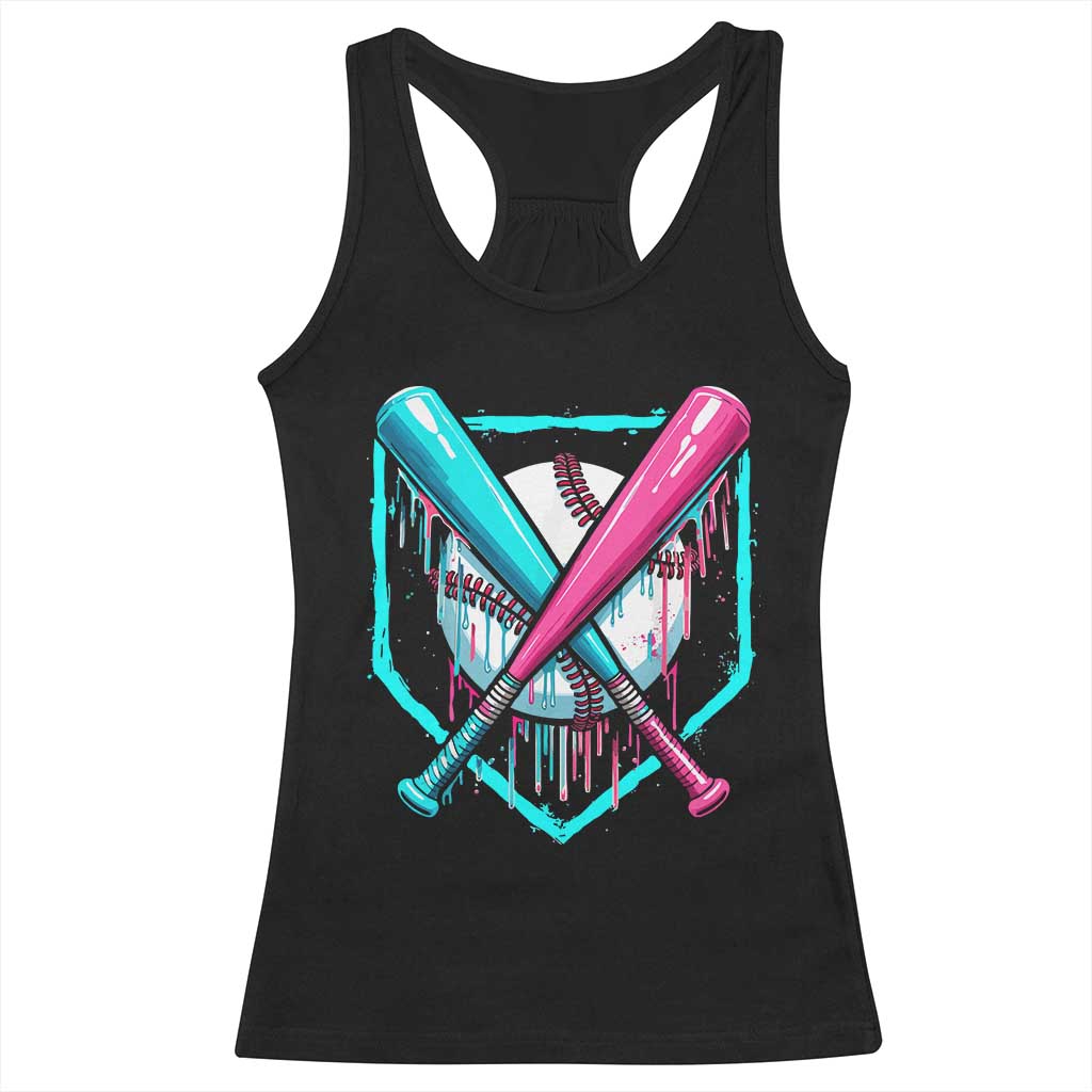 Baseball Drip Racerback Tank Top Crossed Bats Melting Ice Cream Style TS10 Black Print Your Wear
