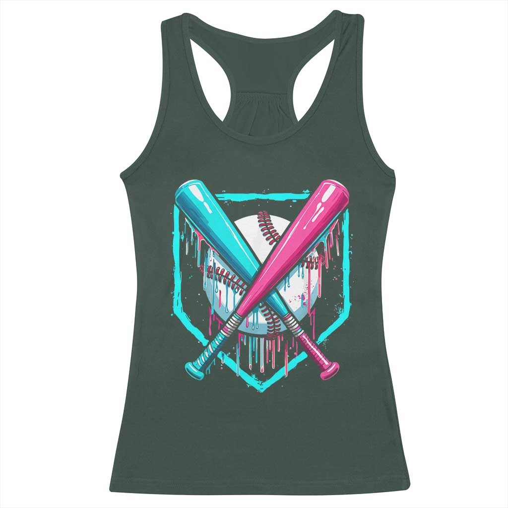 Baseball Drip Racerback Tank Top Crossed Bats Melting Ice Cream Style TS10 Dark Forest Green Print Your Wear