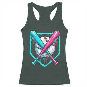 Baseball Drip Racerback Tank Top Crossed Bats Melting Ice Cream Style TS10 Dark Forest Green Print Your Wear