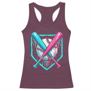Baseball Drip Racerback Tank Top Crossed Bats Melting Ice Cream Style TS10 Maroon Print Your Wear