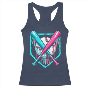 Baseball Drip Racerback Tank Top Crossed Bats Melting Ice Cream Style TS10 Navy Print Your Wear