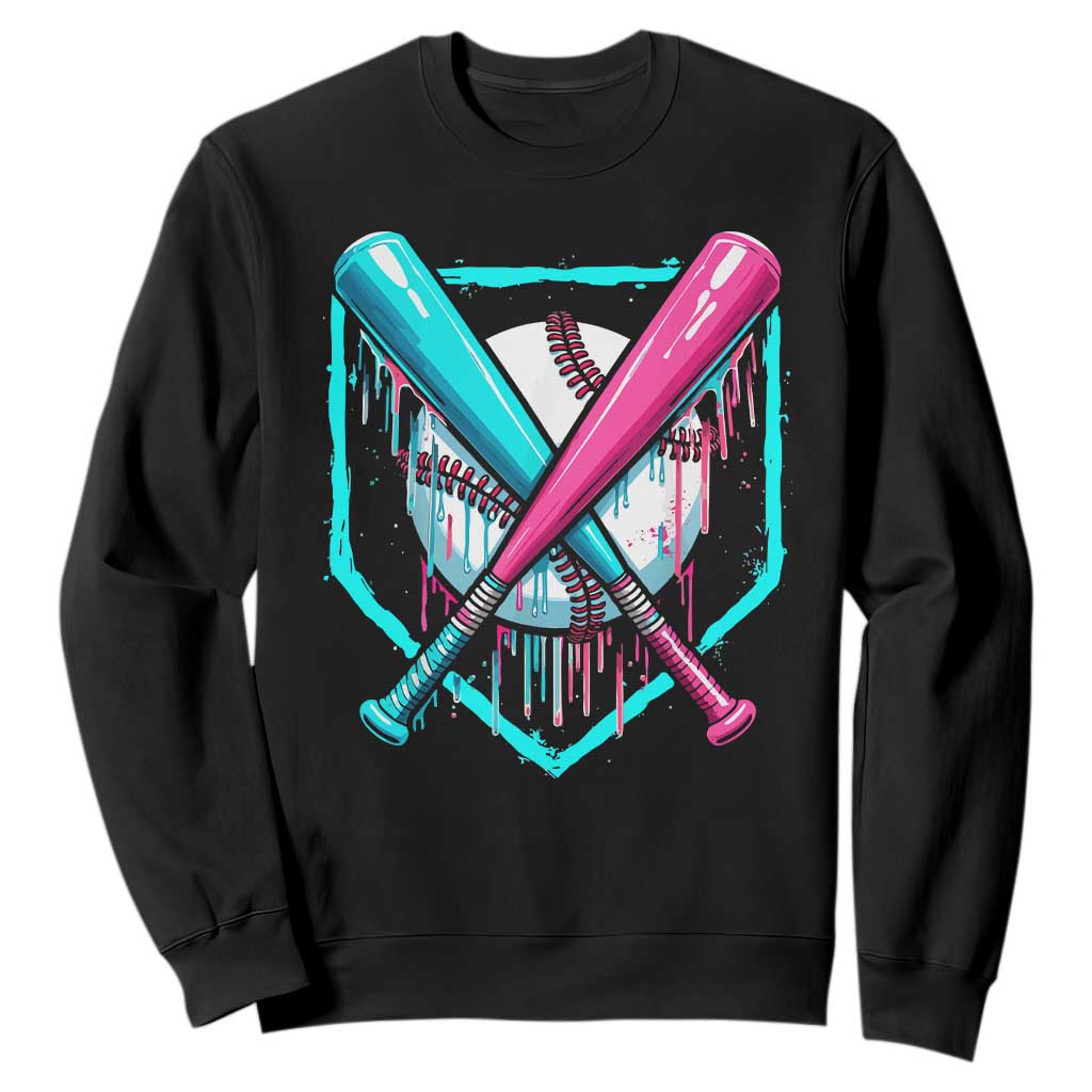 Baseball Drip Sweatshirt Ice Cream Dripping Youth Boys Baseball Bats TS10 Black Print Your Wear