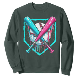 Baseball Drip Sweatshirt Ice Cream Dripping Youth Boys Baseball Bats TS10 Dark Forest Green Print Your Wear