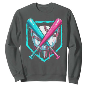 Baseball Drip Sweatshirt Ice Cream Dripping Youth Boys Baseball Bats TS10 Dark Heather Print Your Wear