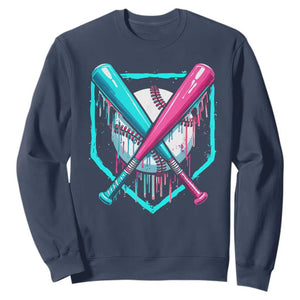 Baseball Drip Sweatshirt Ice Cream Dripping Youth Boys Baseball Bats TS10 Navy Print Your Wear