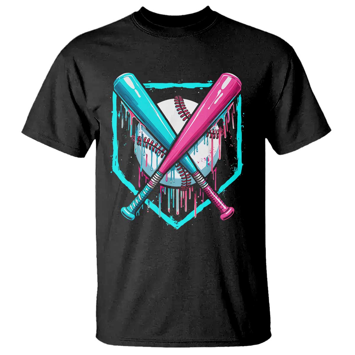 Baseball Drip T Shirt Ice Cream Dripping Youth Boys Baseball Bats TS10 Black Print Your Wear
