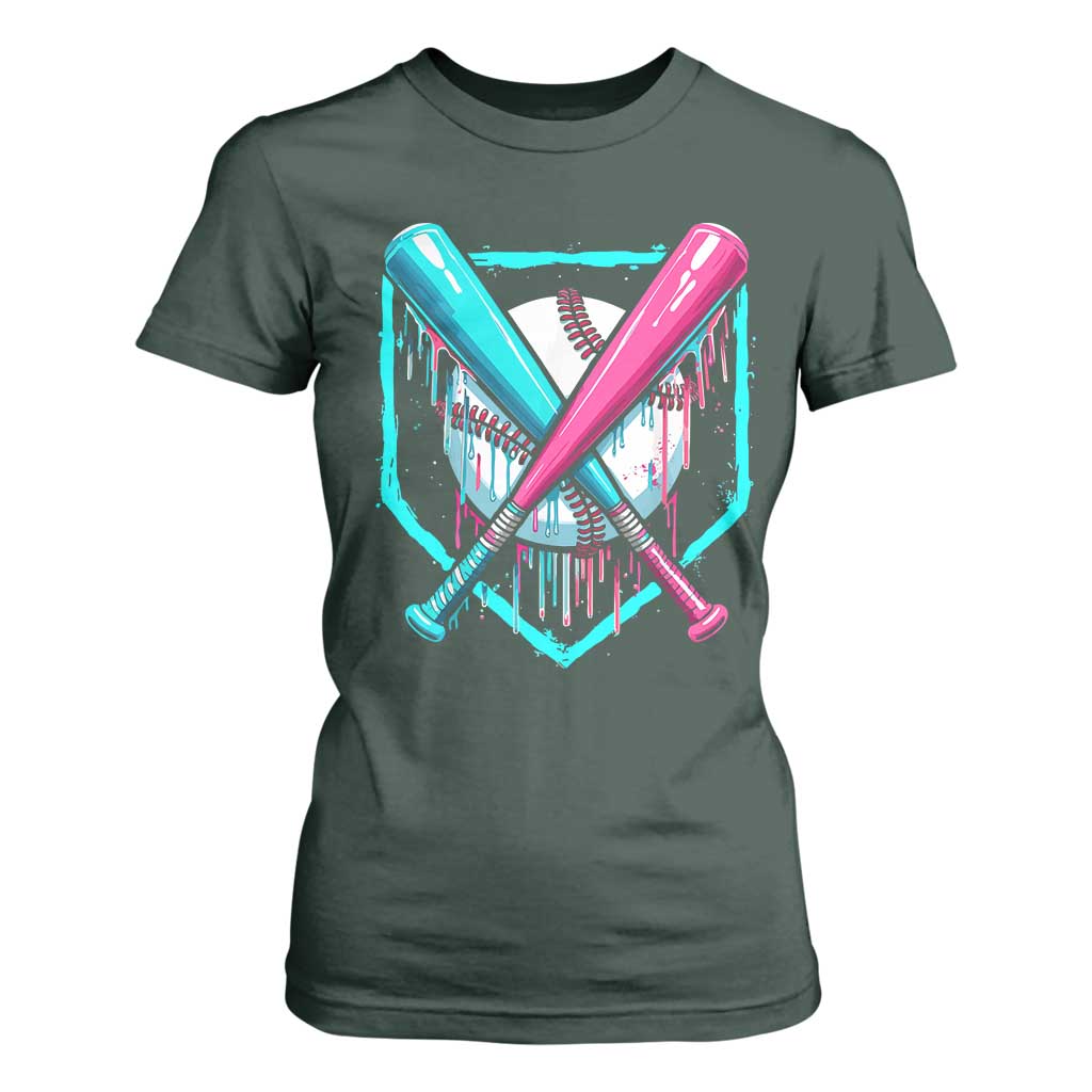 Baseball Drip T Shirt For Women Ice Cream Dripping Youth Boys Baseball Bats TS10 Dark Forest Green Print Your Wear