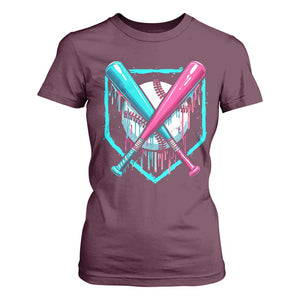Baseball Drip T Shirt For Women Ice Cream Dripping Youth Boys Baseball Bats TS10 Maroon Print Your Wear