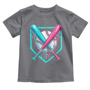Baseball Drip Toddler T Shirt Ice Cream Dripping Youth Boys Baseball Bats TS10 Charcoal Print Your Wear