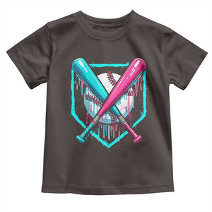 Baseball Drip Toddler T Shirt Ice Cream Dripping Youth Boys Baseball Bats TS10 Dark Chocolate Print Your Wear