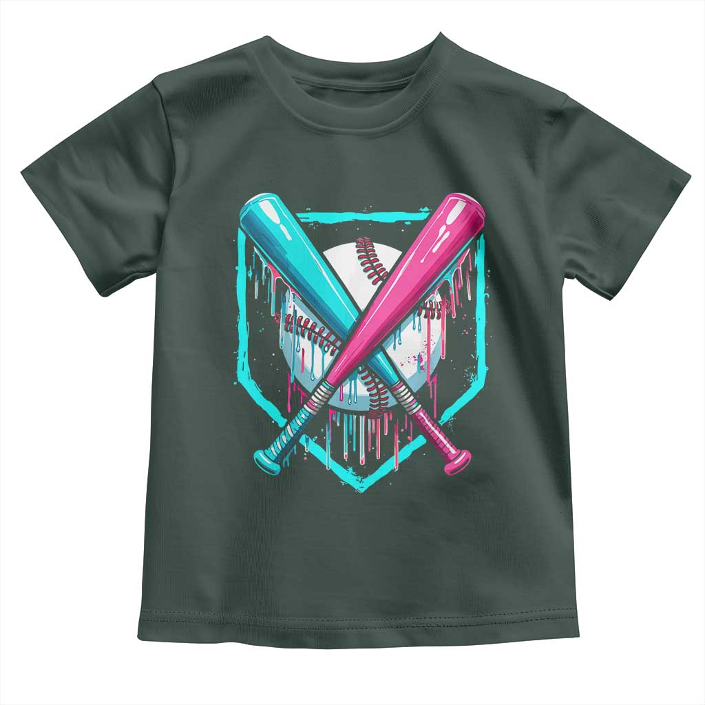 Baseball Drip Toddler T Shirt Ice Cream Dripping Youth Boys Baseball Bats TS10 Dark Forest Green Print Your Wear