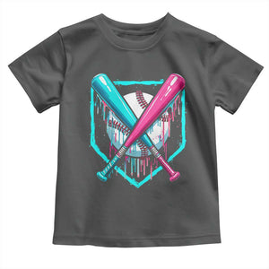 Baseball Drip Toddler T Shirt Ice Cream Dripping Youth Boys Baseball Bats TS10 Dark Heather Print Your Wear