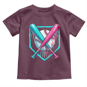 Baseball Drip Toddler T Shirt Ice Cream Dripping Youth Boys Baseball Bats TS10 Maroon Print Your Wear