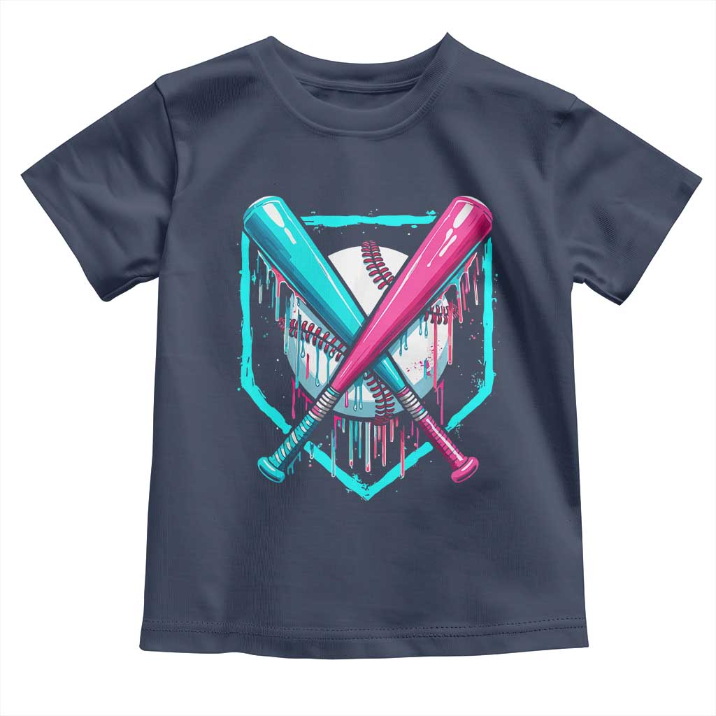 Baseball Drip Toddler T Shirt Ice Cream Dripping Youth Boys Baseball Bats TS10 Navy Print Your Wear