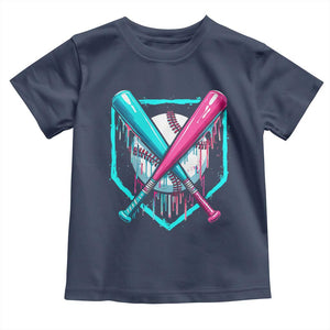 Baseball Drip Toddler T Shirt Ice Cream Dripping Youth Boys Baseball Bats TS10 Navy Print Your Wear
