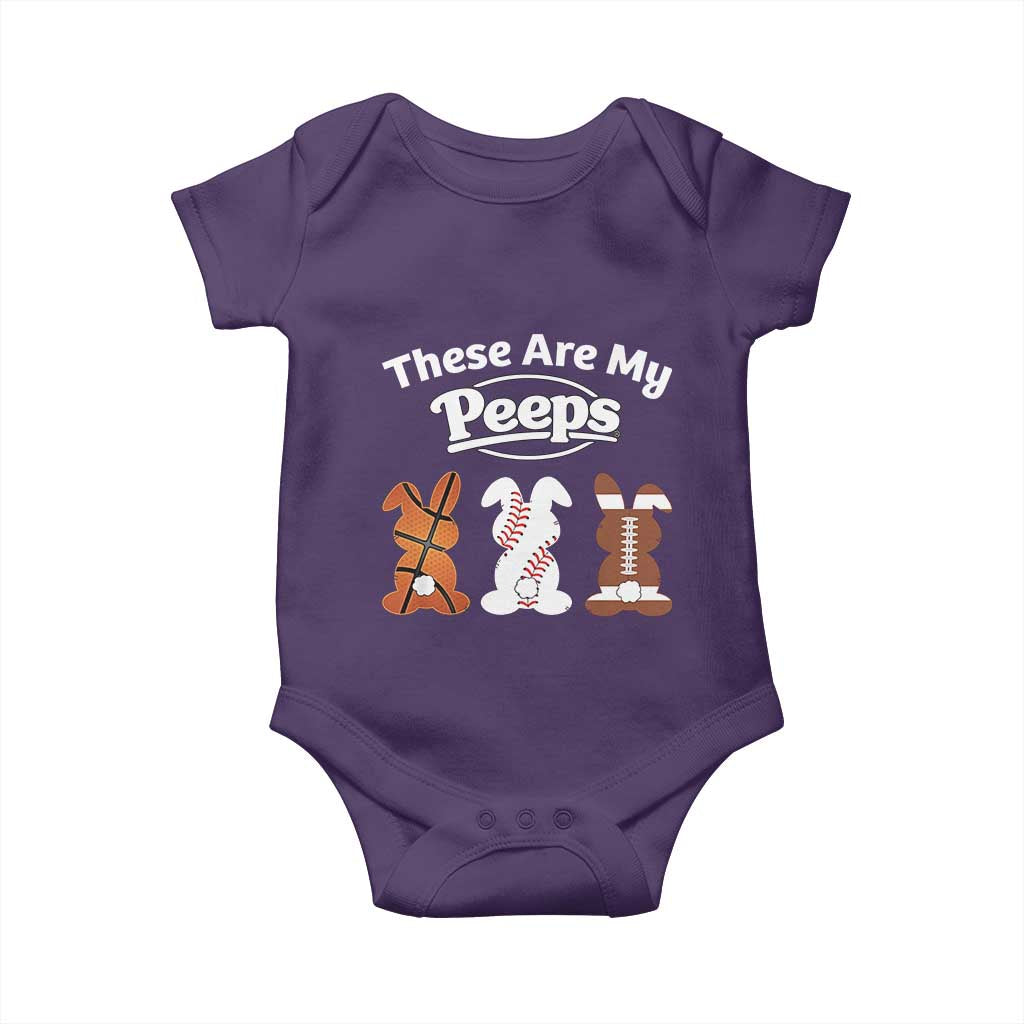 Baseball Basketball Football Easter Baby Onesie Cute Bunny Game Day Sports These Are My Peeps TS10 Purple Print Your Wear