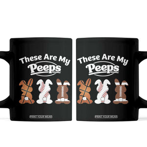 Baseball Basketball Football Easter Coffee Mug Cute Bunny Game Day Sports These Are My Peeps TS10 Black Print Your Wear